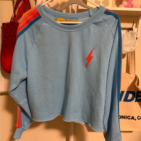 Aviator Nation Striped Cropped Sweatshirt - Picture 2 of 4